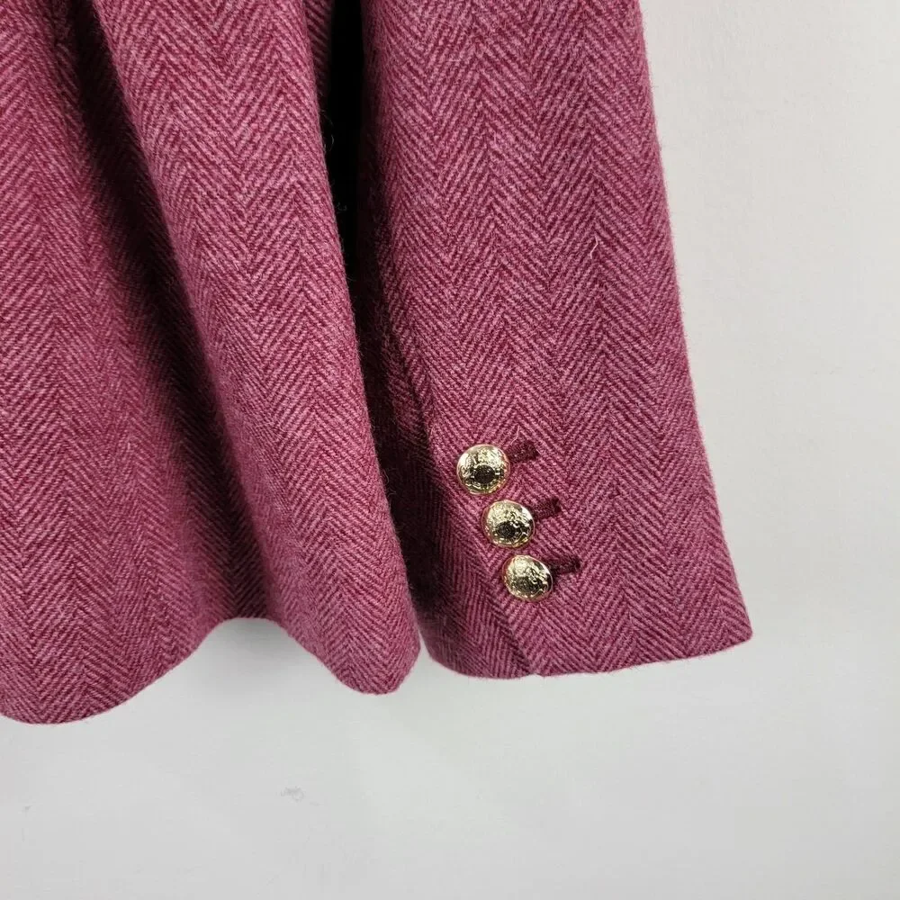 Talbots Classic Pink Blazer Wool Blend Size 16 Gold Buttons Office Business Work